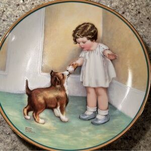 The Reward Bessie Pease Gutmann Vintage Collectable Decorative Plate Child Dog
